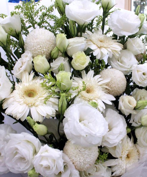 Elegant White Deepest Sympathy Flower Stand - Image 3