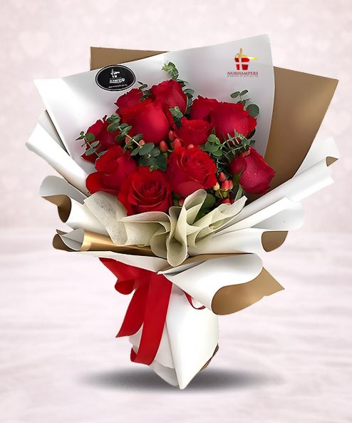 Valentine's Roseate Red Roses Flower Bouquet