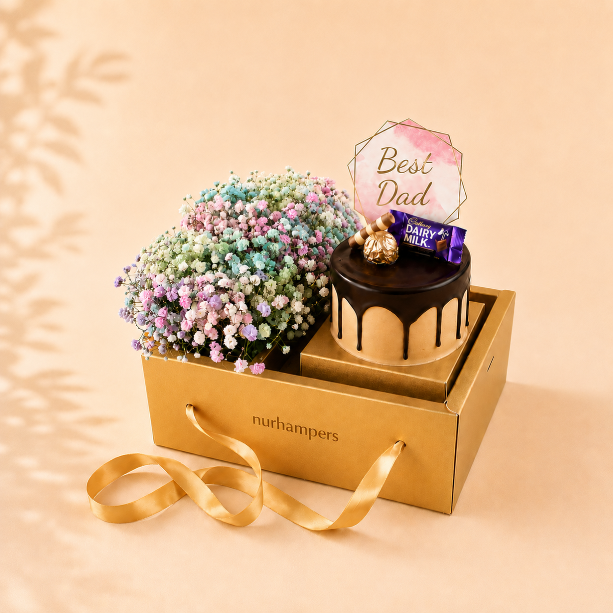 Rainbow Baby Breath Flower Cake Box