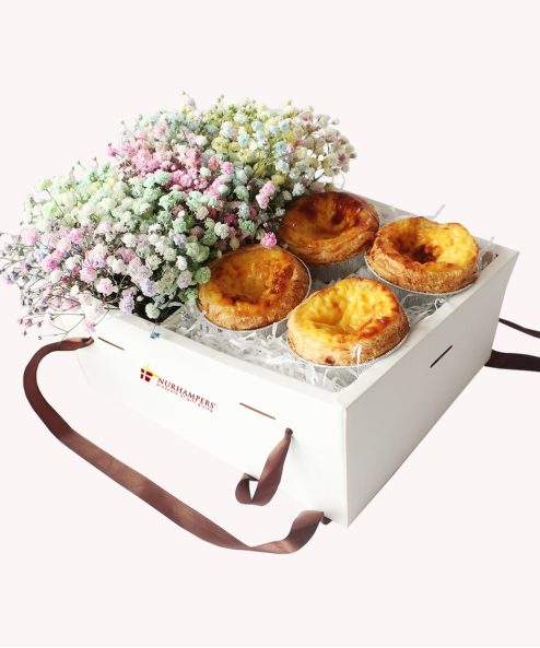 Macau Egg Tart with Rainbow Baby Breath - Image 2