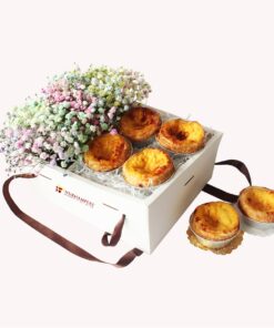 Macau Egg Tart with Rainbow Baby Breath