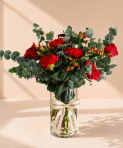 Crimson Bloom Flower Vase