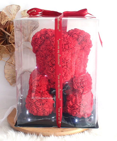 Teddy Red Rose Bear Flower - Image 2