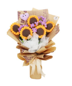 Graduation Sunflower Crochet Bouquet