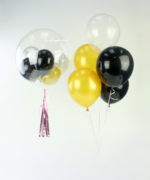 Glamour Black & Gold Helium Birthday Balloon Set