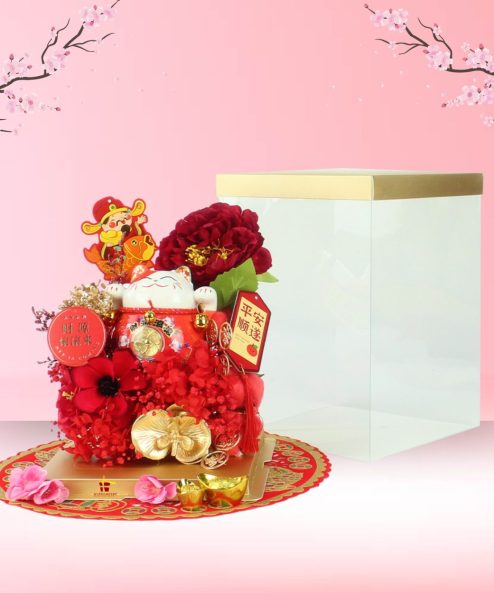 Fortune Cat Preserved Flower Box - Image 2