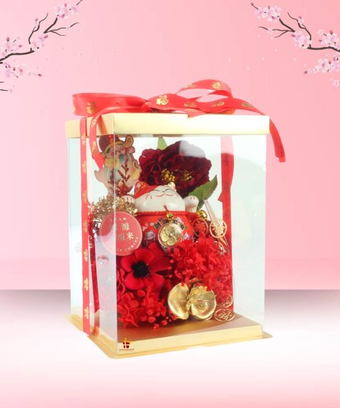 Fortune Cat Preserved Flower Box - Image 3