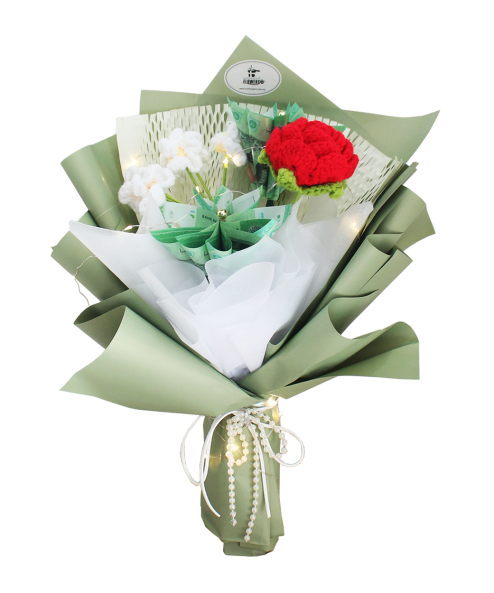 Blush Money Crochet Flower Bouquet