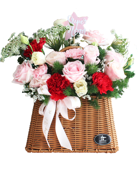 Mix of carnation & rose flower basket