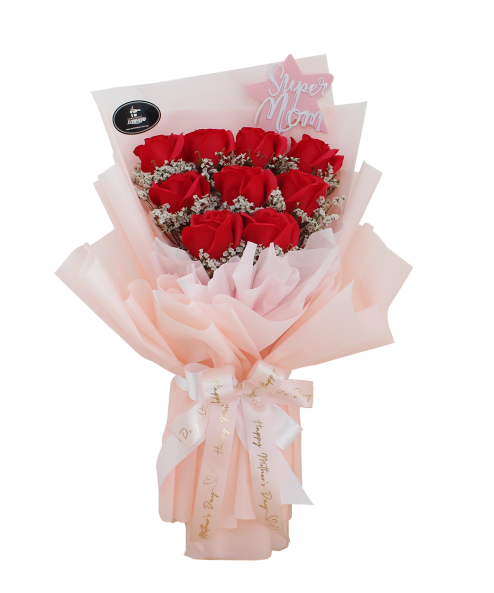 Nluxe in Flaw Red Roses Soap Flower Bouquet