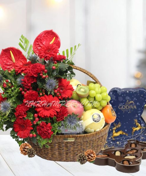 Christmas Bliss Fruit Basket with Godiva (Klang Valley)