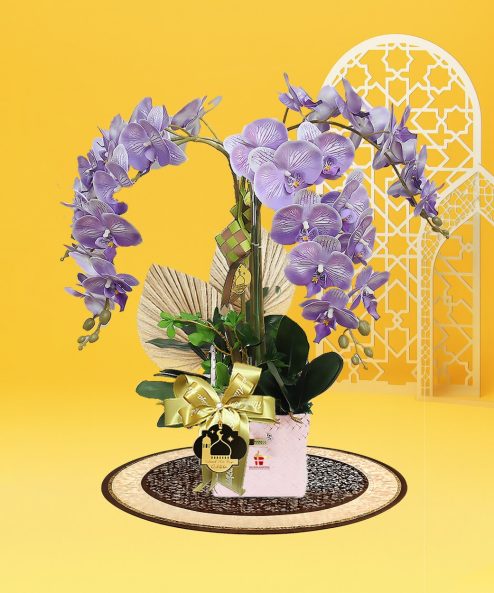 Syawal Bloom 3-Stalk Purple Phalaenopsis (Artificial)
