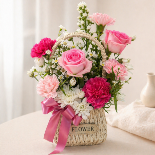 Blush Garden Flower Basket