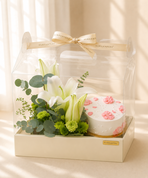 Lily Grace Cake and Flower Gift Box