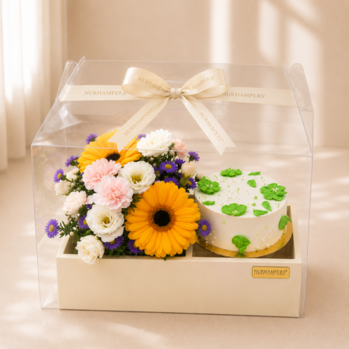 Sunny Delight Cake and Flower Gift Box